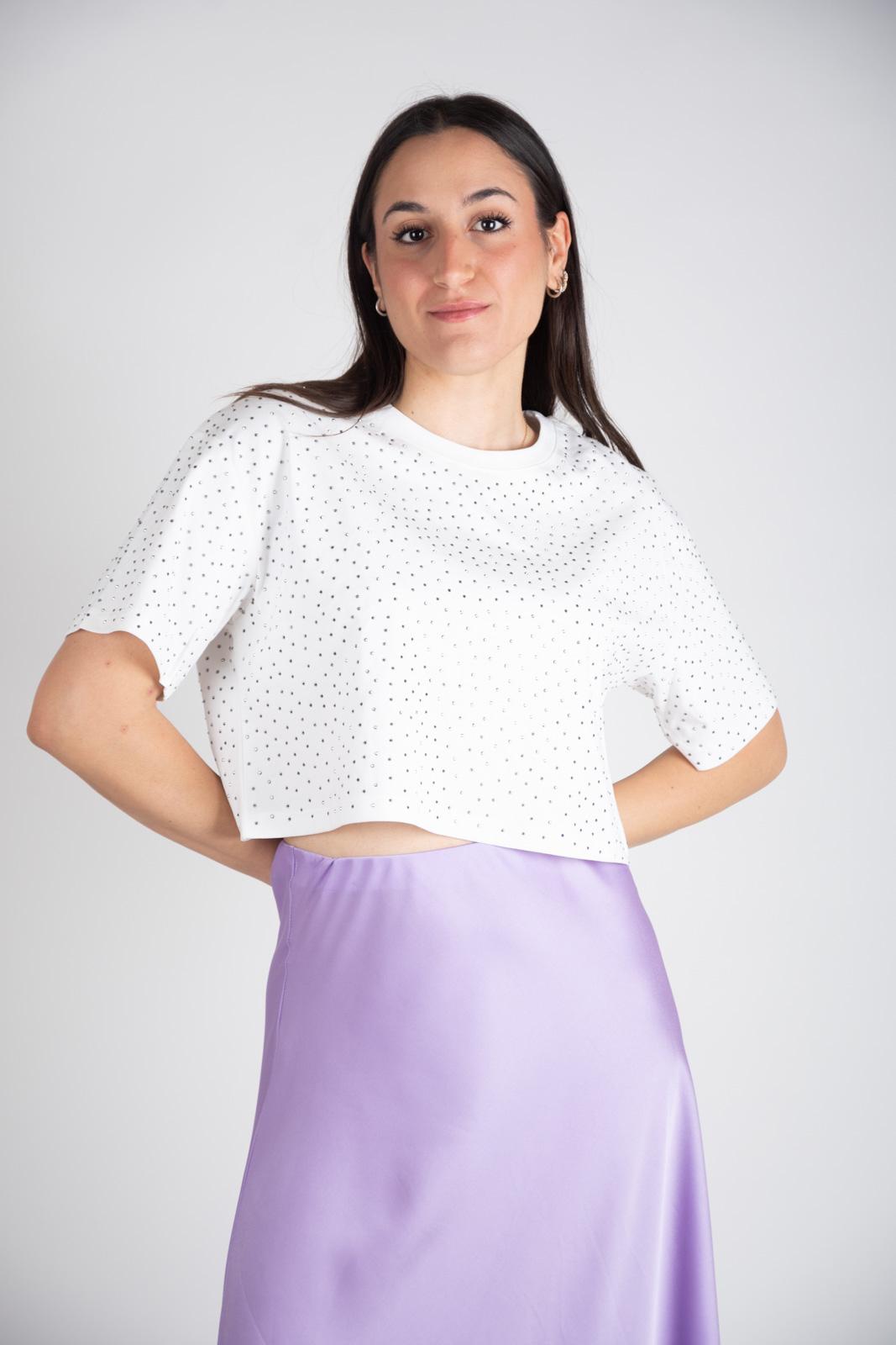 Lumina T-Shirt crop strass L8586 01 LUMINA