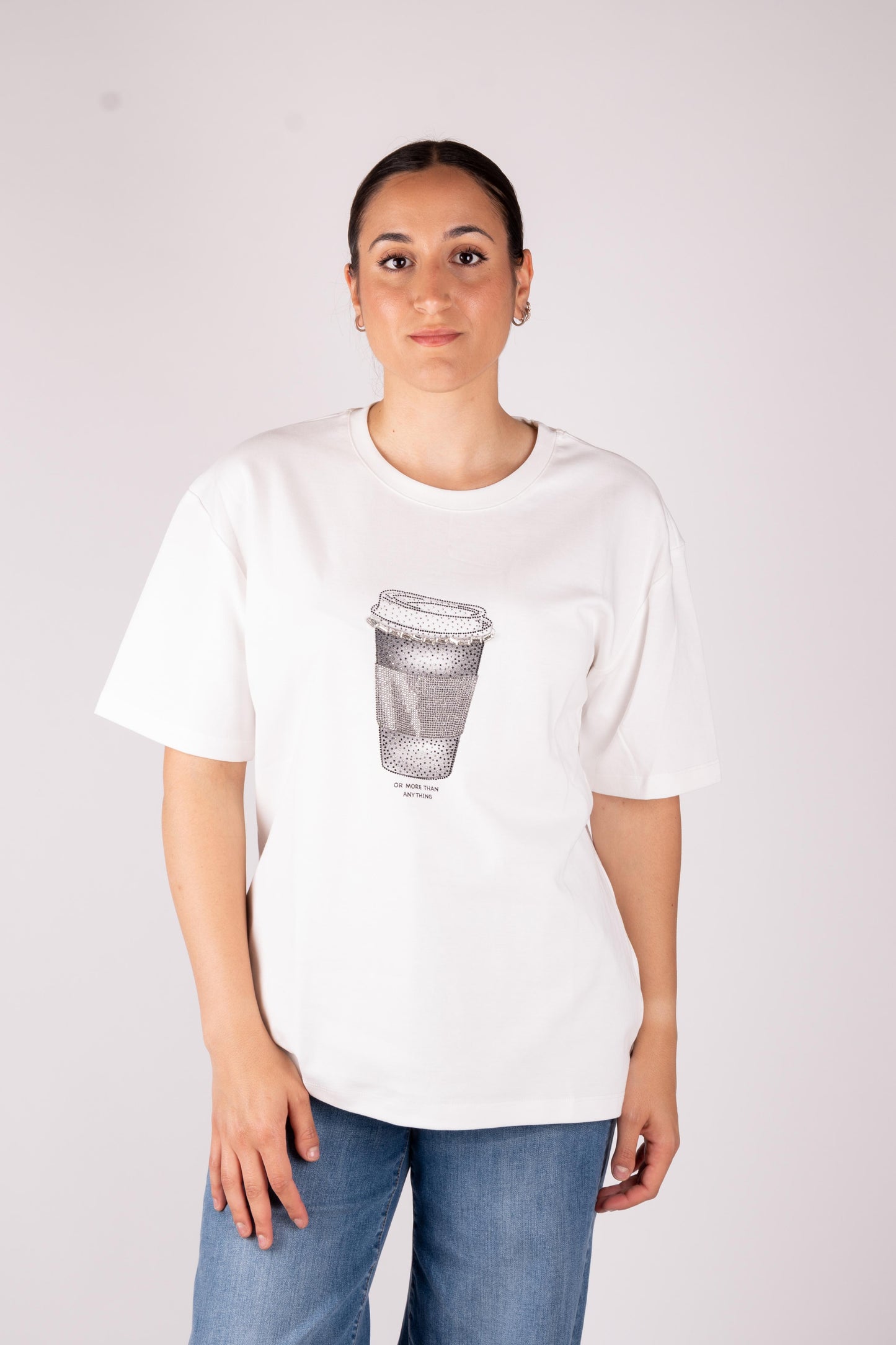 Lumina T-Shirt oversize bicchiere strass LC240547 01 LUMINA