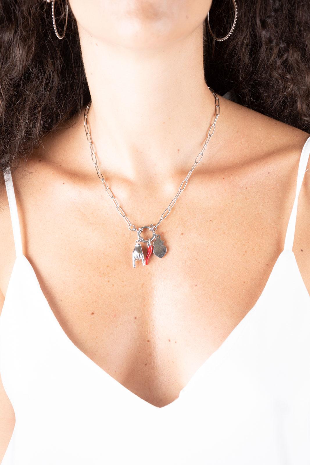 Chili collana porta fortuna Acciaio COLLANA CORNE CUORE 02 Chili