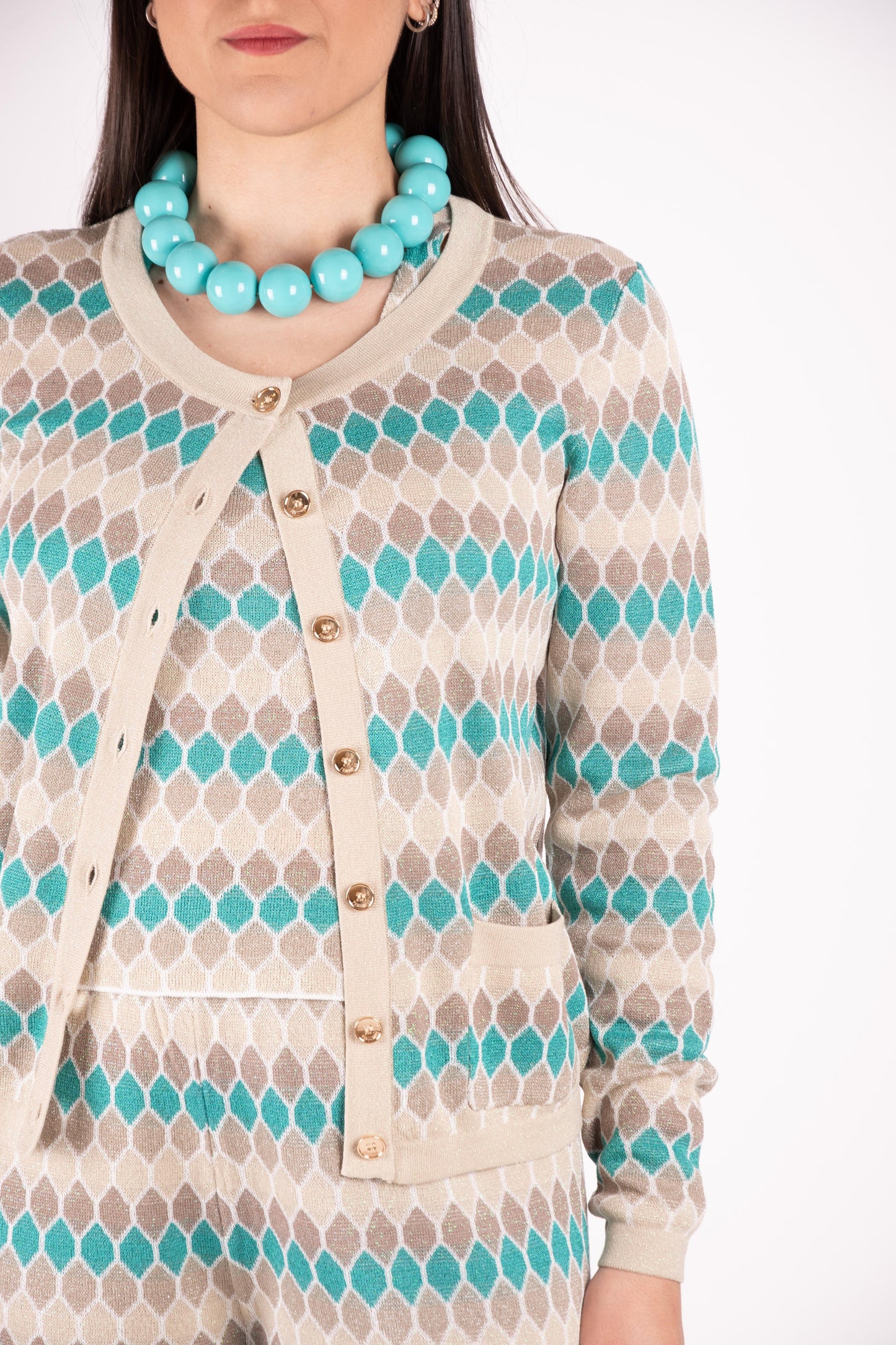 Fracomina Cardigan lurex Jacquard geometrico FS25ST8006K414F8 210 Fracomina Main