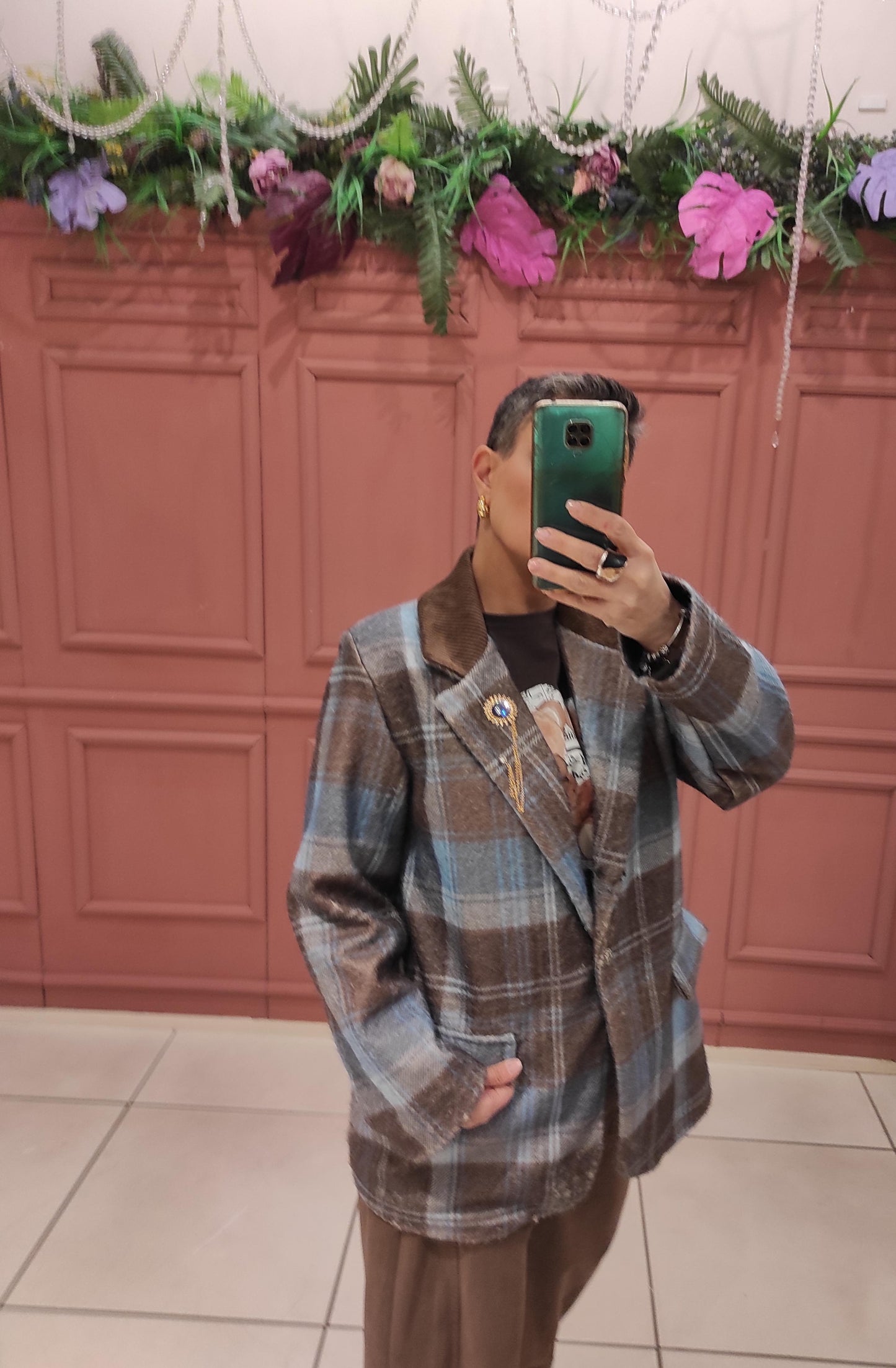 CHILI GIACCA MONOPETTO A QUADRI CON SPILLE 7869-H95 01 Chili