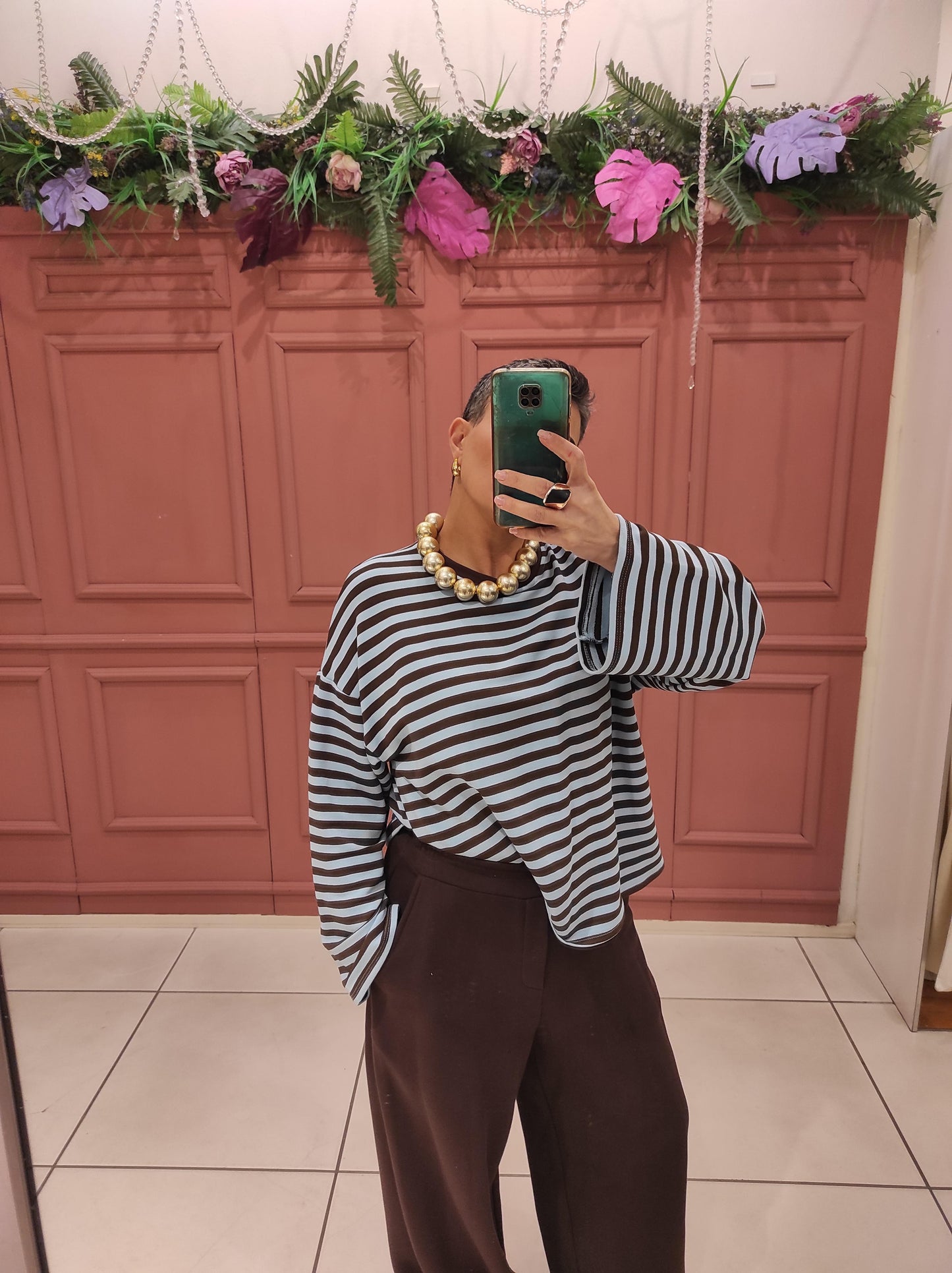 CHILI T-SHIRT OVERSIZE RIGATA 51578 02 Chili