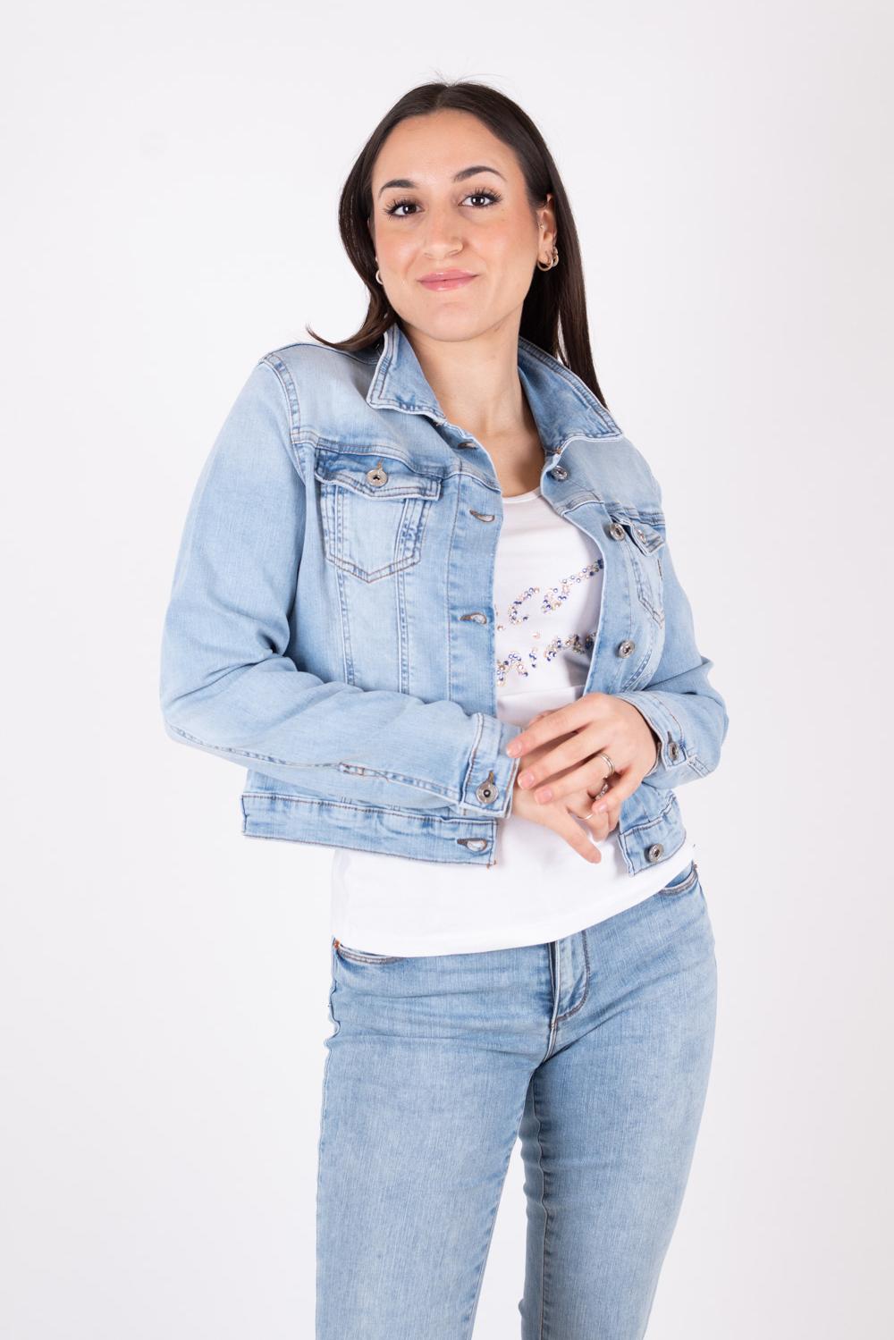 Fracomina giubbotto in denim stretch con lavaggio sabbiato FP24SJ4001D40103 062 Fracomina Jeans