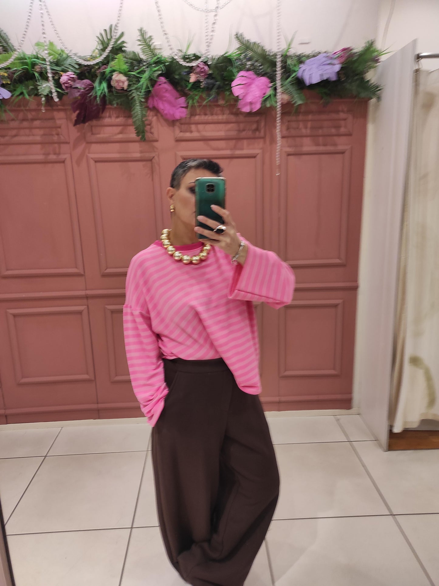 CHILI T-SHIRT OVERSIZE RIGATA 51578 01 Chili