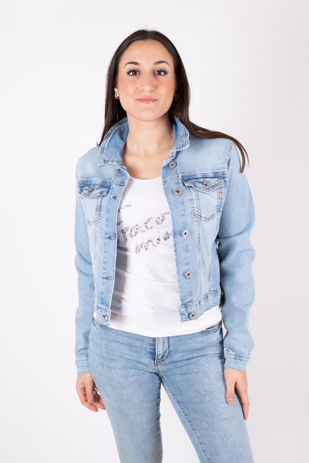 Fracomina giubbotto in denim stretch con lavaggio sabbiato FP24SJ4001D40103 062 Fracomina Jeans