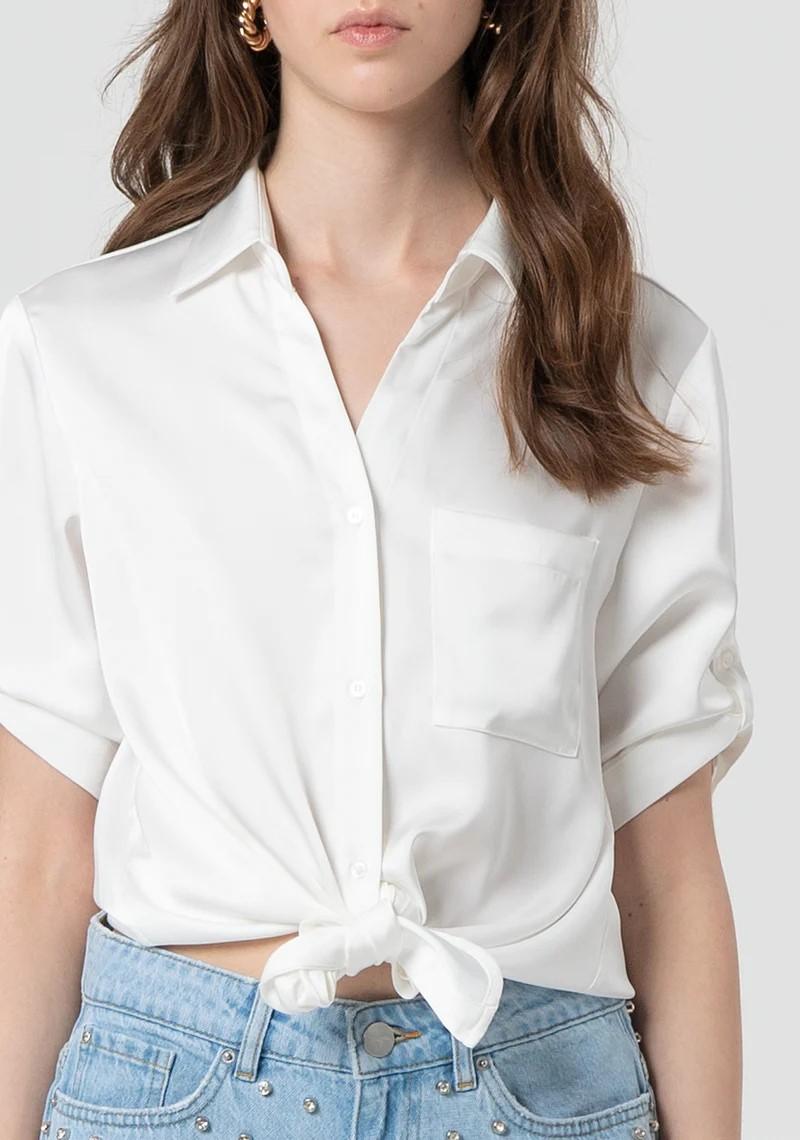 Fracomina Camicia cropped in raso FR25ST6017W73301 108 Fracomina Preview