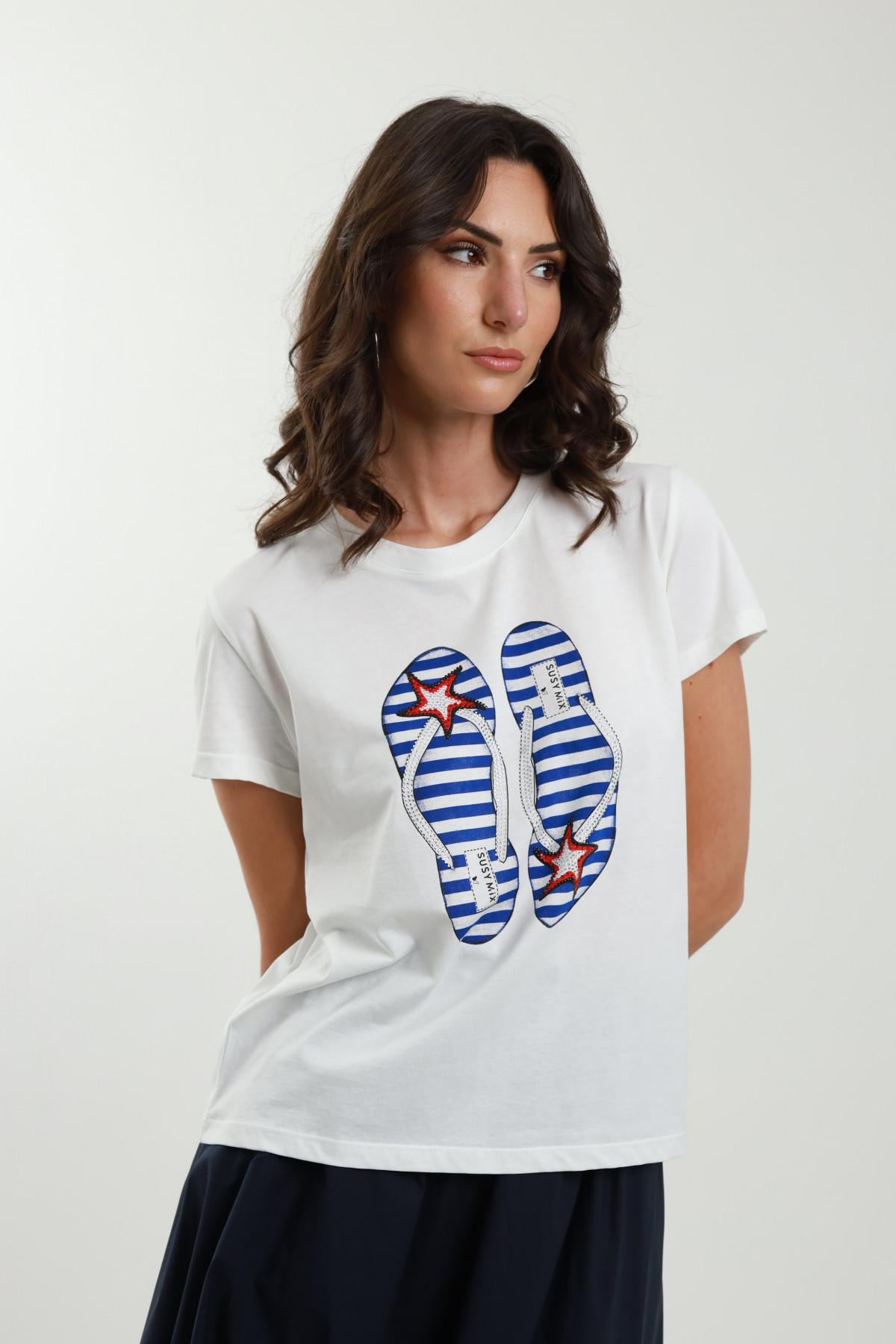 Susy Mix T-shirt infradito strass 53811 01 Susy Mix
