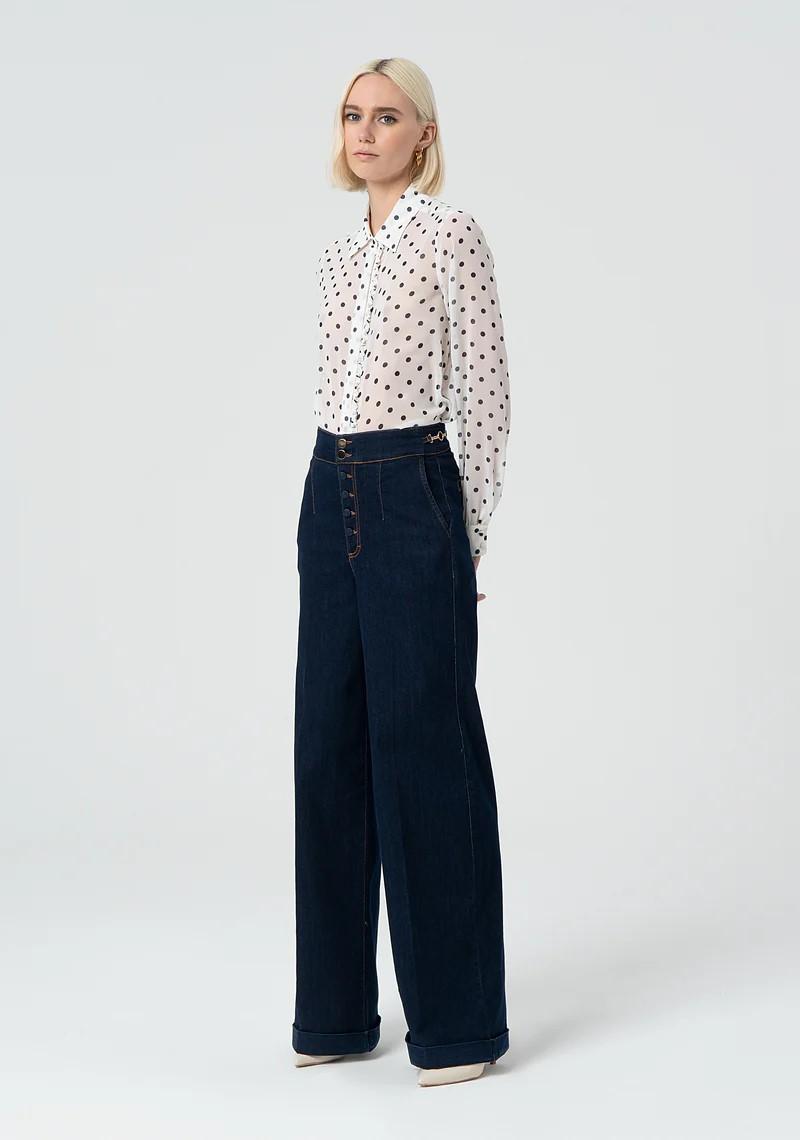 Fracomina Jeans palazzo bottoni in denim FR25SV3014D46093 L23 Fracomina Preview