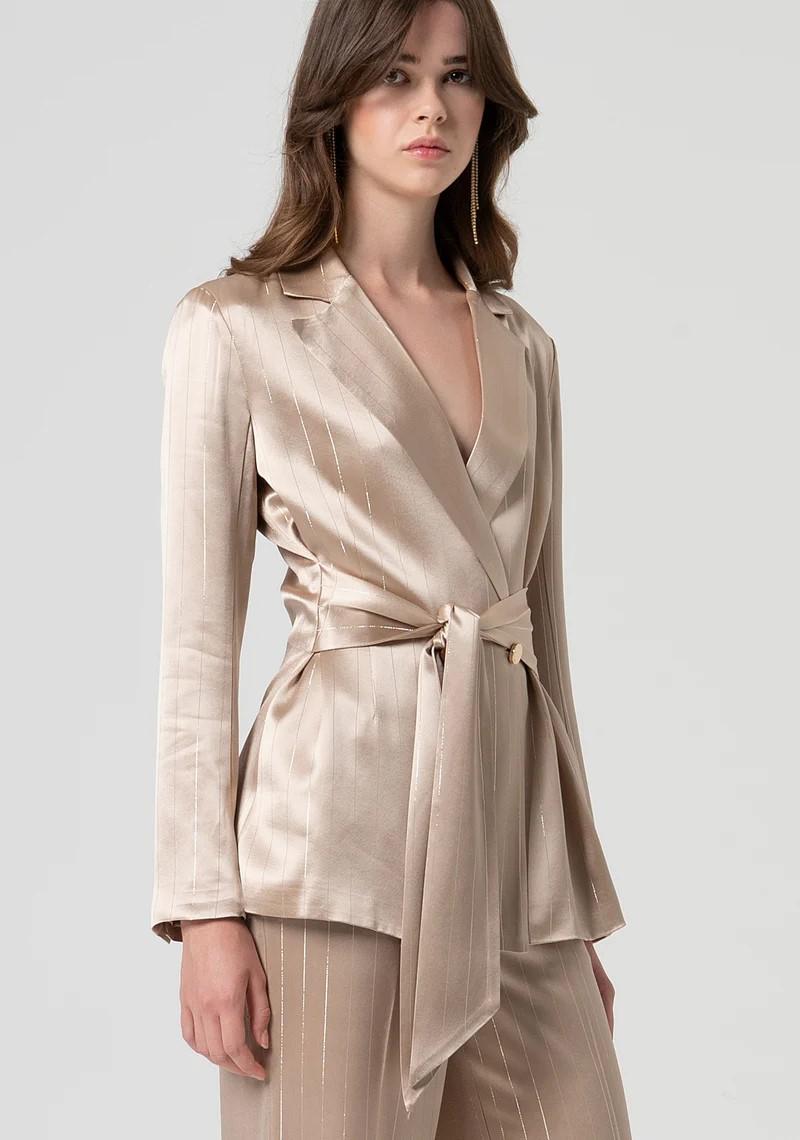 Fracomina Blazer doppiopetto gessato lurex FQ25SJ2002W791N8 Q62 Fracomina Gold