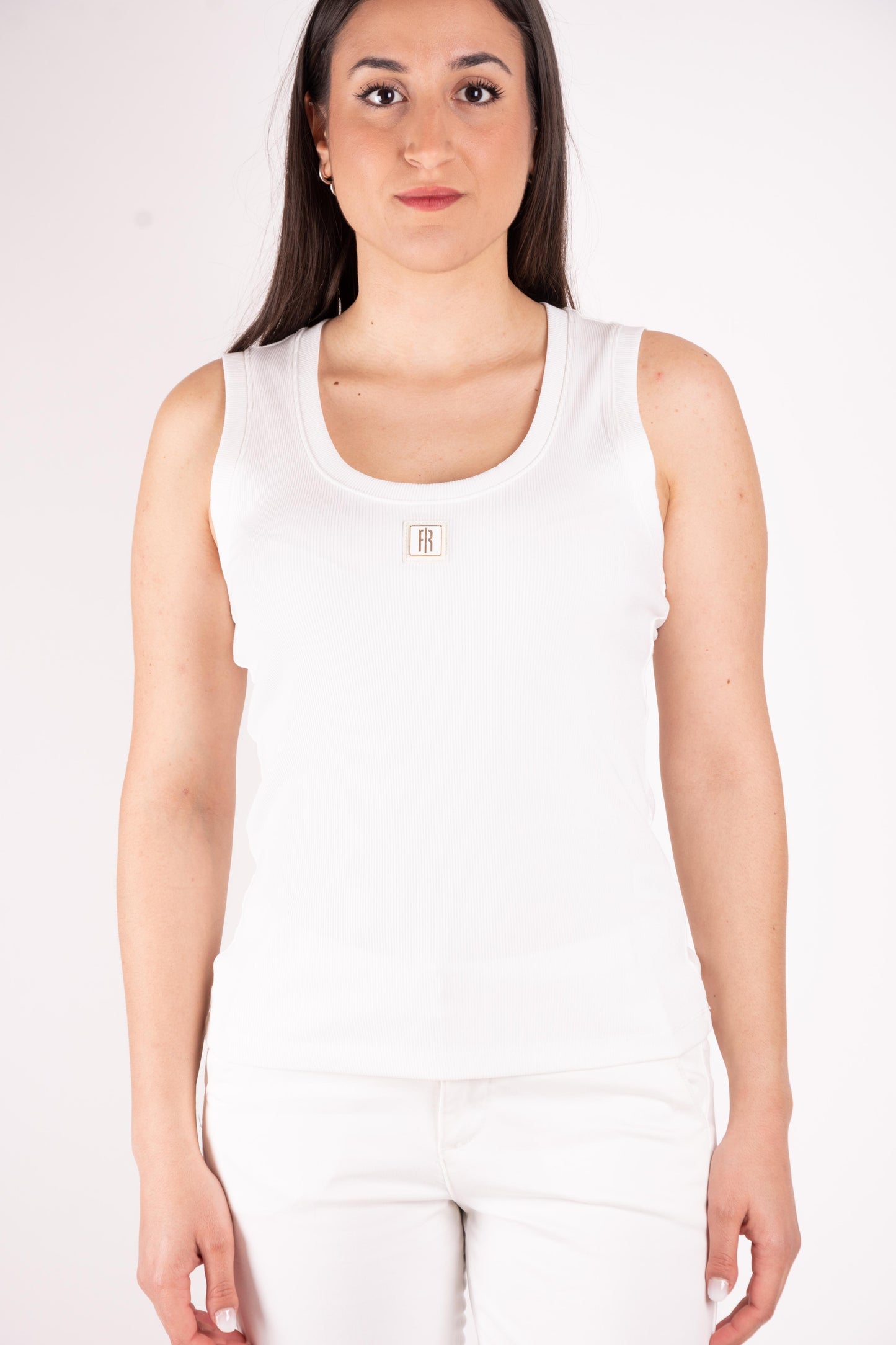 Fracomina Top basic costine con logo FP25ST2001J40101 278 Fracomina Jeans