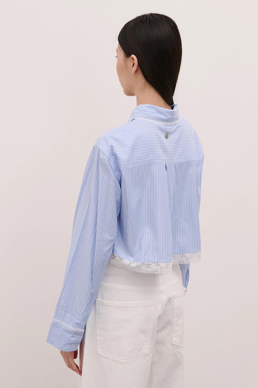 TWO WAY CAMICIA CROOP RIGATA CON PIZZO CA26SCAUR8 01 TWO WAY