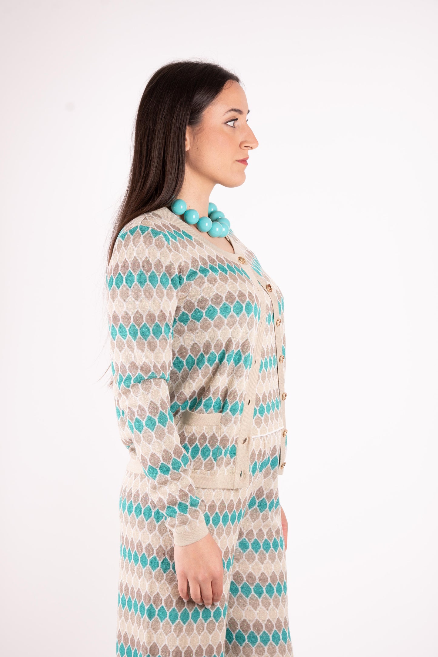 Fracomina Cardigan lurex Jacquard geometrico FS25ST8006K414F8 210 Fracomina Main