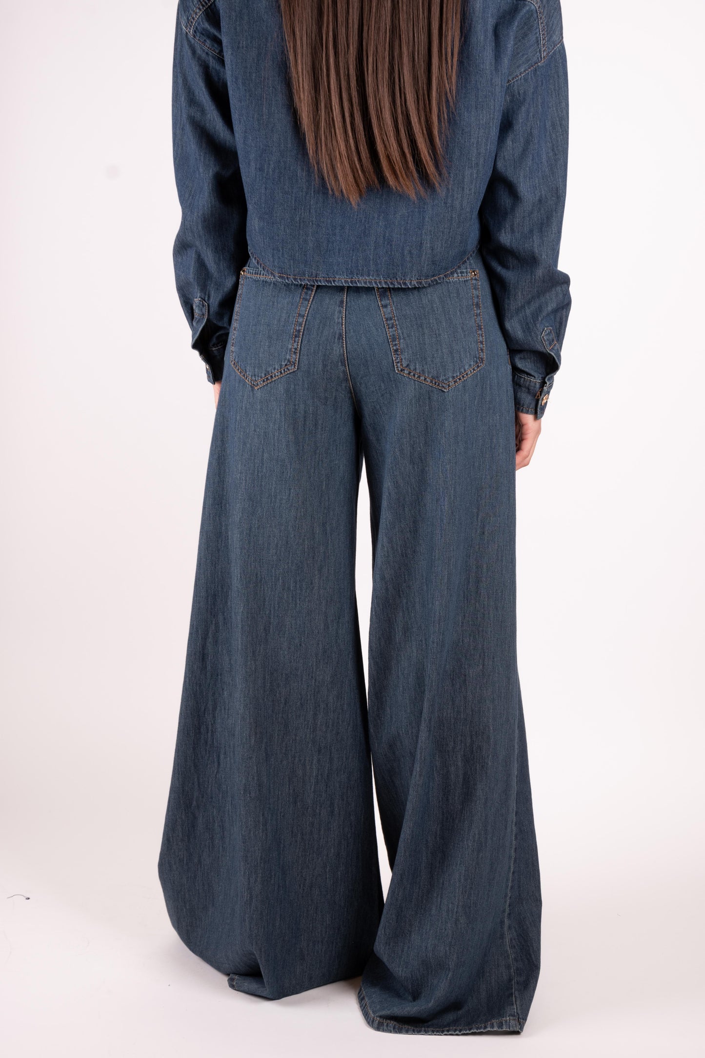 Fracomina Pantalone a palazzo in denim leggero FS25SV3017D40093 379 Fracomina Main