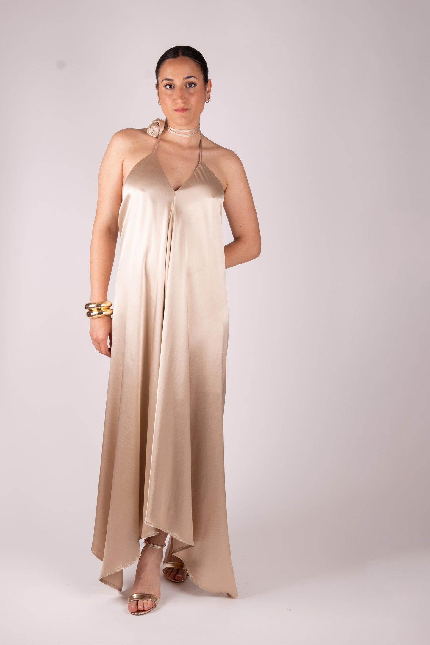 Fracomina Abito lungo in raso satin FQ25SD2005W51701 150 Fracomina Gold