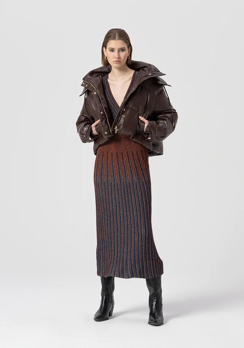 FRACOMINA ABITO MIDI IN LANA E LUREX BICOLORE FS25WD5006K558Q7 M23 Fracomina Main