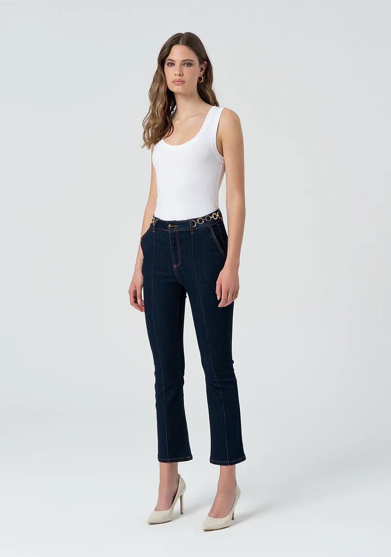Fracomina Jeans Cropped con dettaglio logo FR25SV9009D46093 L23 Fracomina Preview