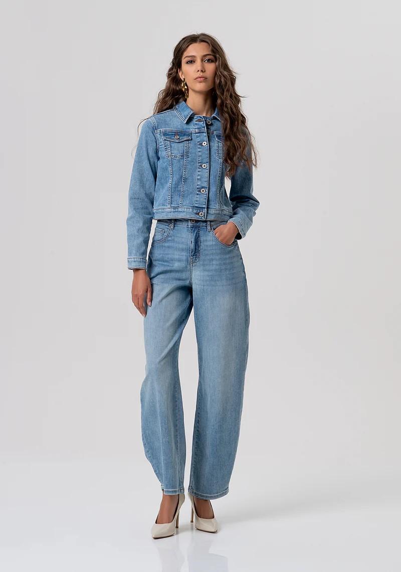 FRACOMINA GIUBBOTTO CROPPED IN DENIM LIGHT WASH FP26SJ4001D45003 062 Fracomina Jeans