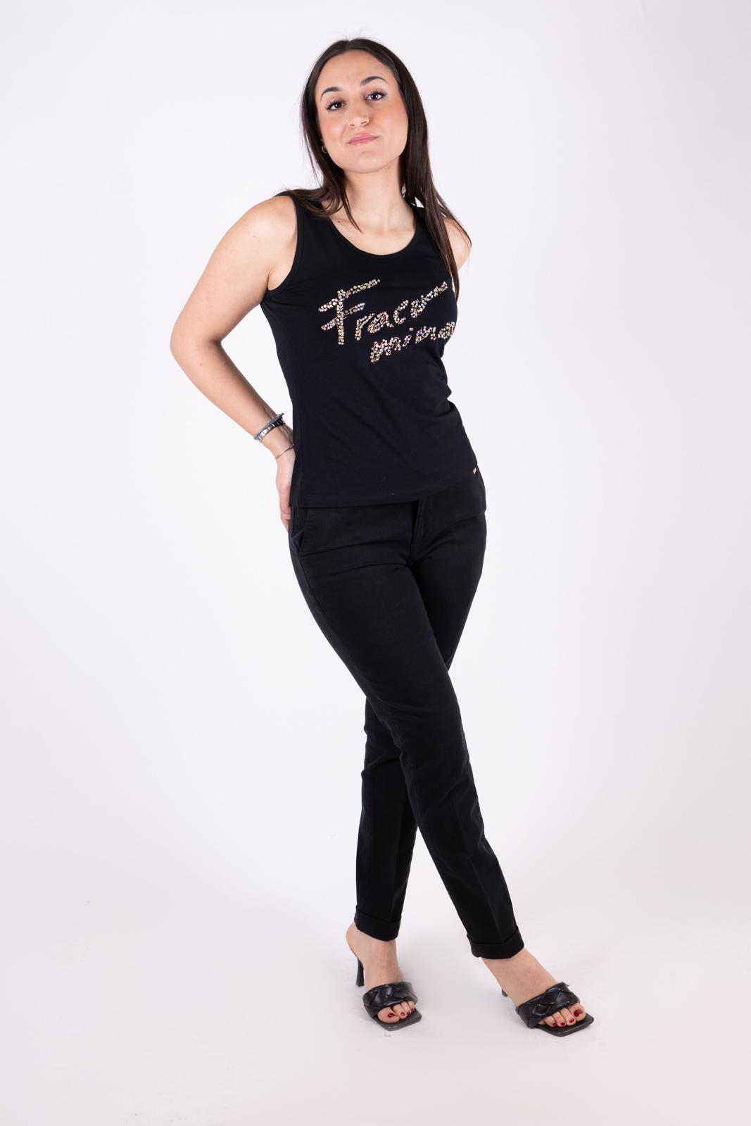 Fracomina Canotta scritta strass FP24ST2010J464N5 053 Fracomina Jeans