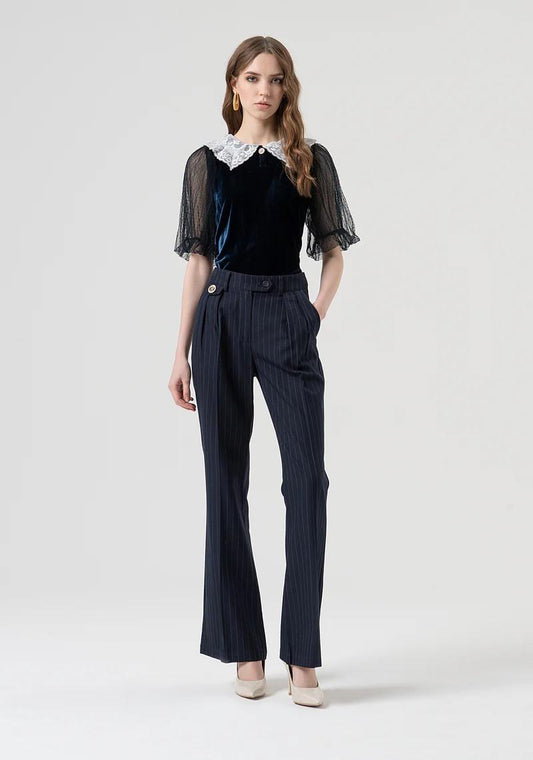 Fracomina Pantalone gessato fondo ampio FR25WV2005W813D4 117 Fracomina Preview