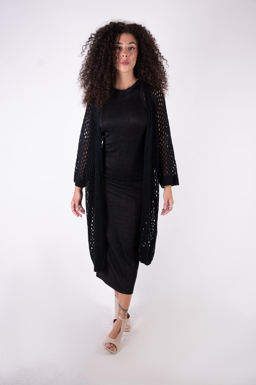 Susy Mix Cardigan lungo a rete A2117 01 Susy Mix