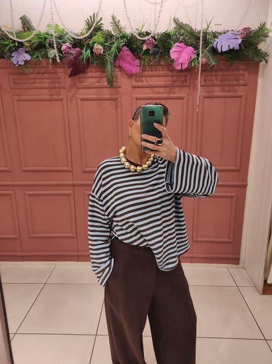 CHILI T-SHIRT OVERSIZE RIGATA 51578 02 Chili 