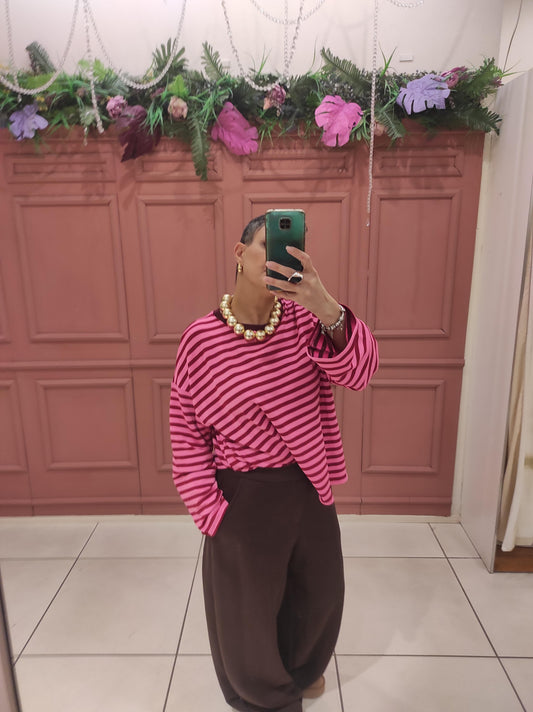 CHILI T-SHIRT OVERSIZE RIGATA 51578 04 Chili 