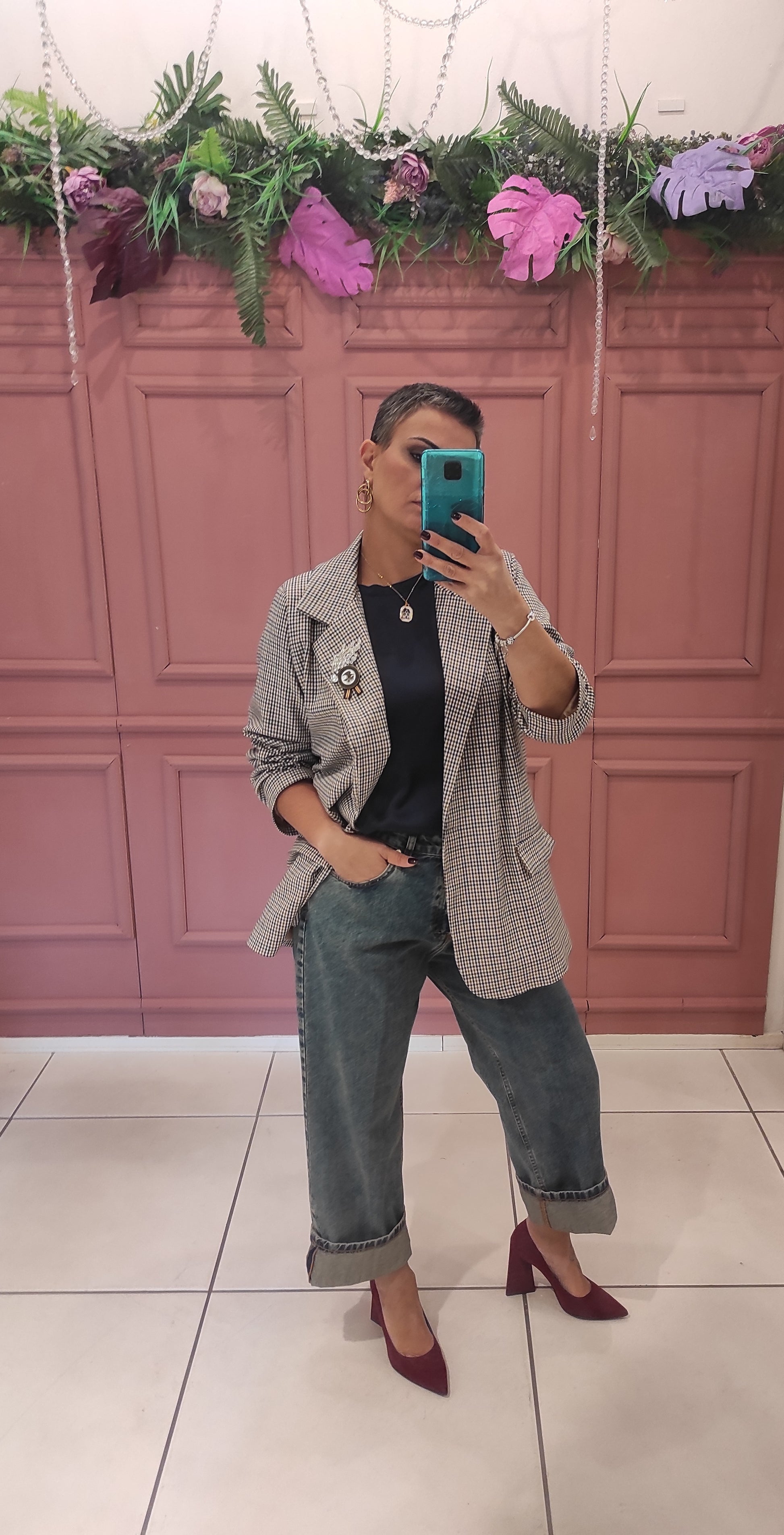Chili Blazer oversize con spilli fantasia A7006-C17 01 Chili 