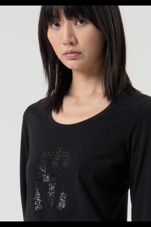 Fracomina T-Shirt logo strass manica lunga FP25WT3020J401N5 053 Fracomina Jeans 