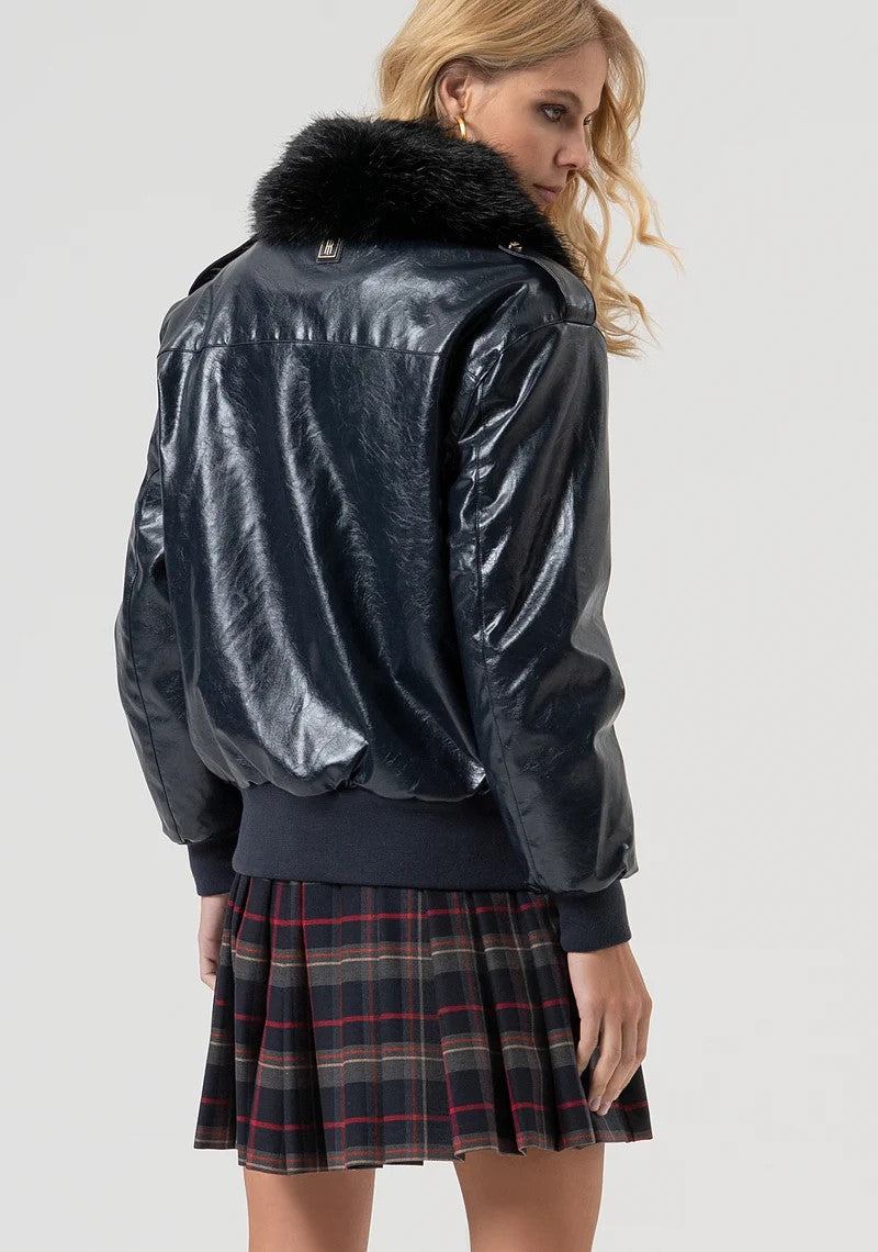 Fraconima Bomber in ecopelle con collo in ecopelliccia FR25WC1013P41101 117 Fracomina Preview 