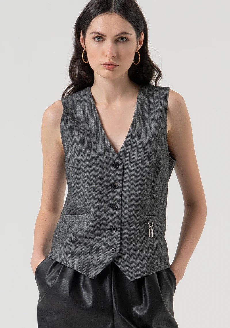 FRACOMINA GILET TAGLIO MASCHILE IN TESSUTO SPIGATO FR25WJ5005W492W5 159 Fracomina Preview 