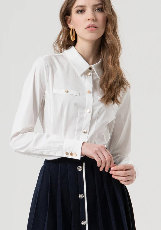 Fracomina Camicia Slim con bottoni metallo con logo FR25WT6016W80101 278 Fracomina Preview 