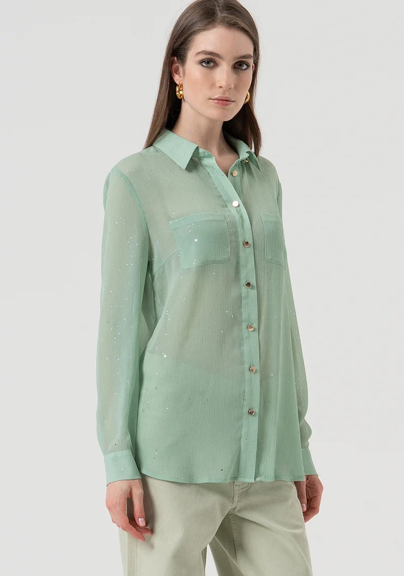Fracomina Camicia georgette con strass FR25WT6033W412M8 B08 Fracomina Preview 