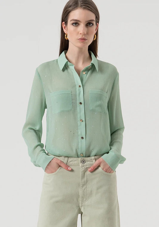 Fracomina Camicia georgette con strass FR25WT6033W412M8 B08 Fracomina Preview 