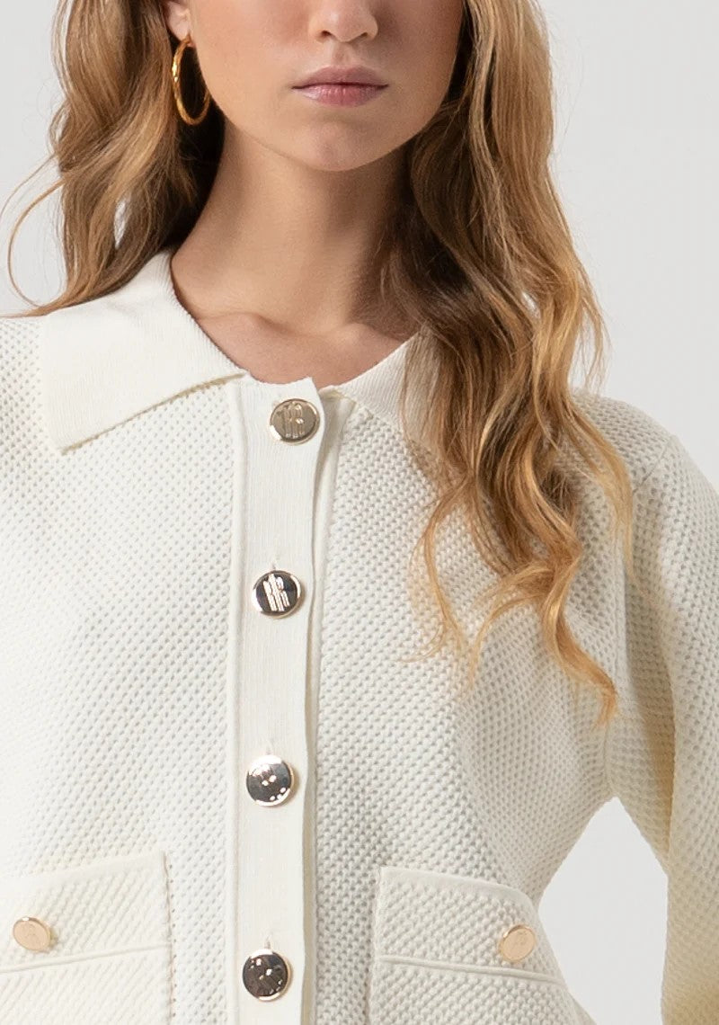 Fracomina Cardigan collo polo con bottoni oro punto riso FR25WT8017K55301 108 Fracomina Preview 