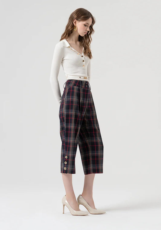 Fracomina Pantalone cropped fantasia tartan FR25WV9006W45995 T62 Fracomina Preview 