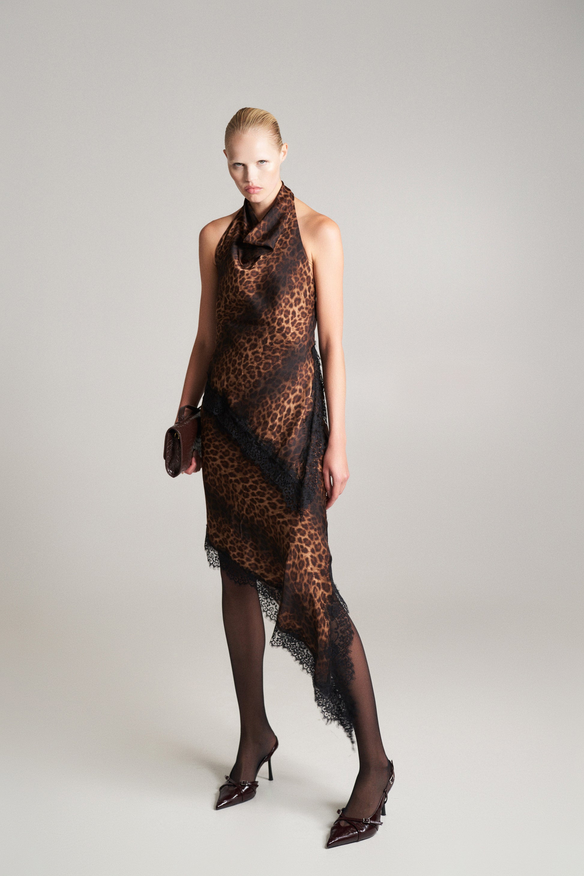 Lumina Gonna asimmetrica animalier pizzo in contrasto LD3659 01 LUMINA 