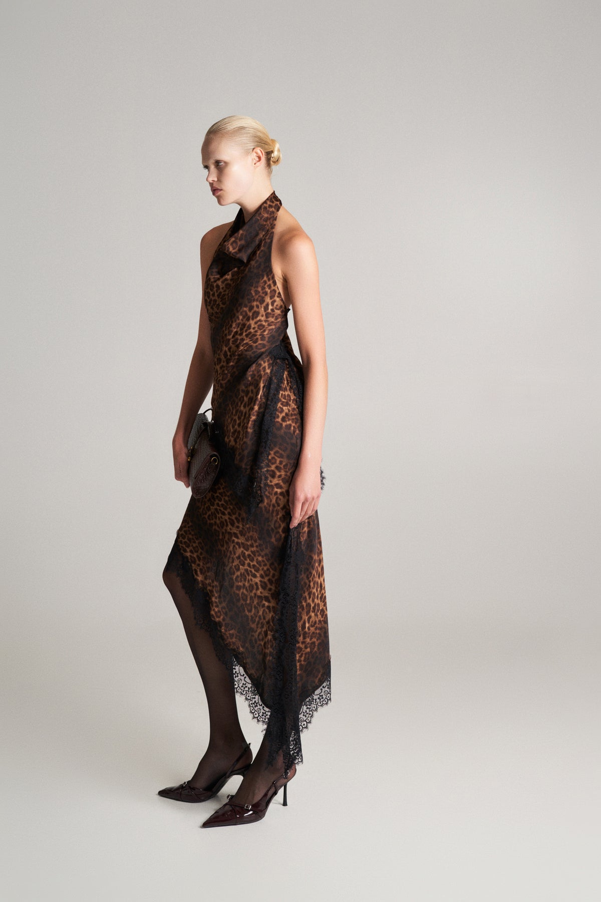 Lumina Gonna asimmetrica animalier pizzo in contrasto LD3659 01 LUMINA 