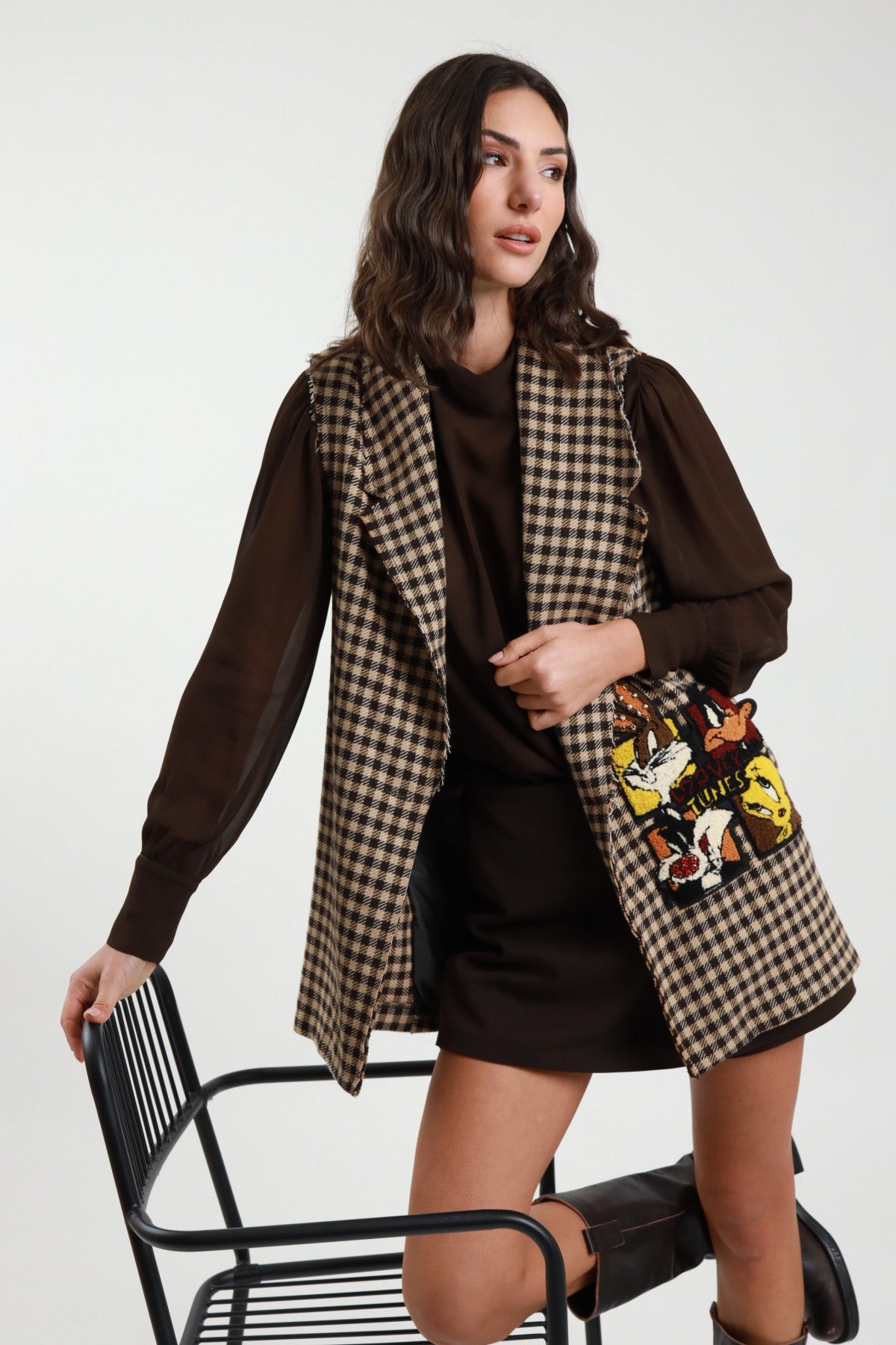 SUSYMIX GILET LUNGO FANTASIA CON PATCHES I251185 01 Susy Mix 