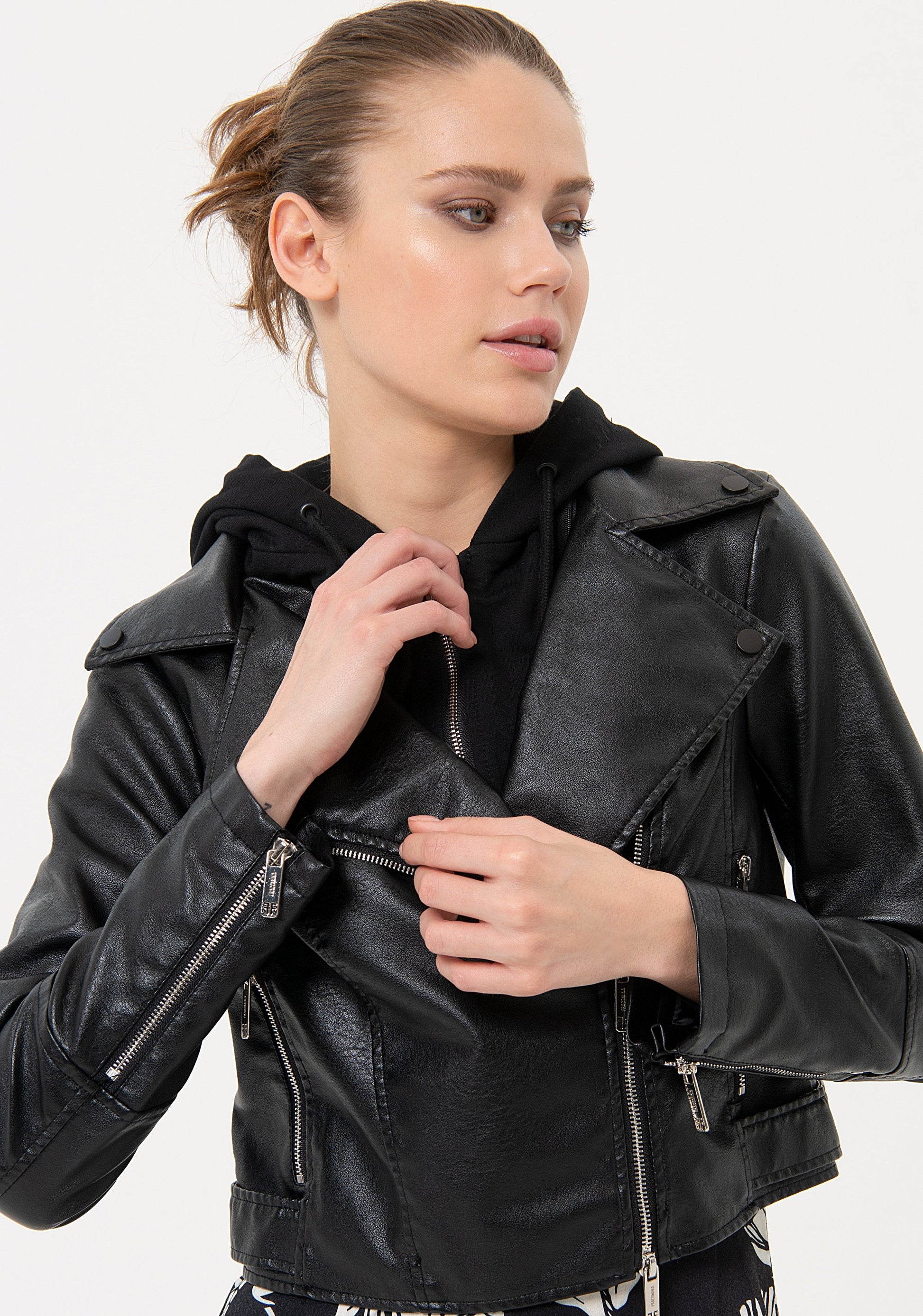 Fracomina Giubbotto biker in eco pelle FJ24SJ1001E49001 053 Fracomina Easy chic 