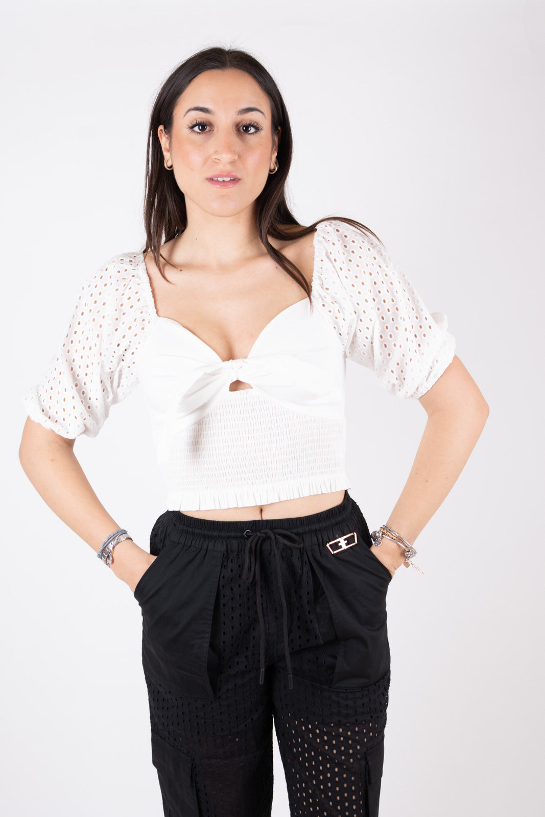 Fracomina Top crop con nodo FJ24ST1001W40401 278 Fracomina Easy chic 
