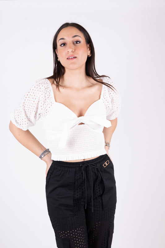 Fracomina Top crop con nodo FJ24ST1001W40401 278 Fracomina Easy chic 