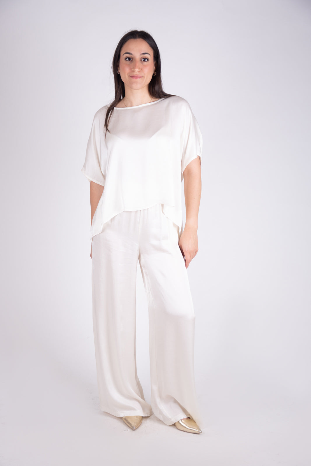 Le Streghe Pantalone palazzo in satin P24AN204N 06 Le streghe 