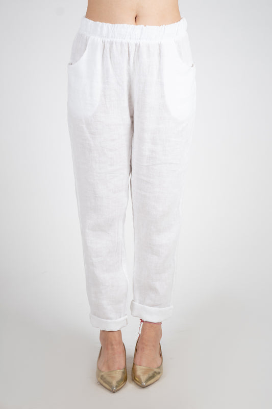 Le Streghe Pantalone sigaretta lino P24RU218N 09 Le streghe 