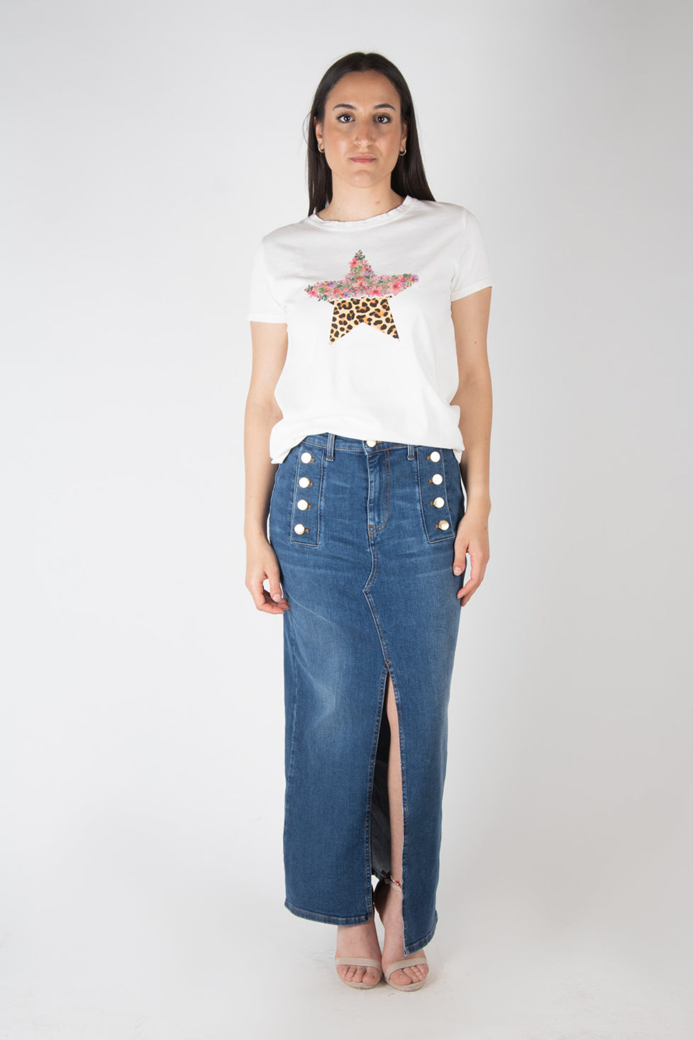 Vicolo T- Shirt stella mix stampa RB0523 01 Vicolo 