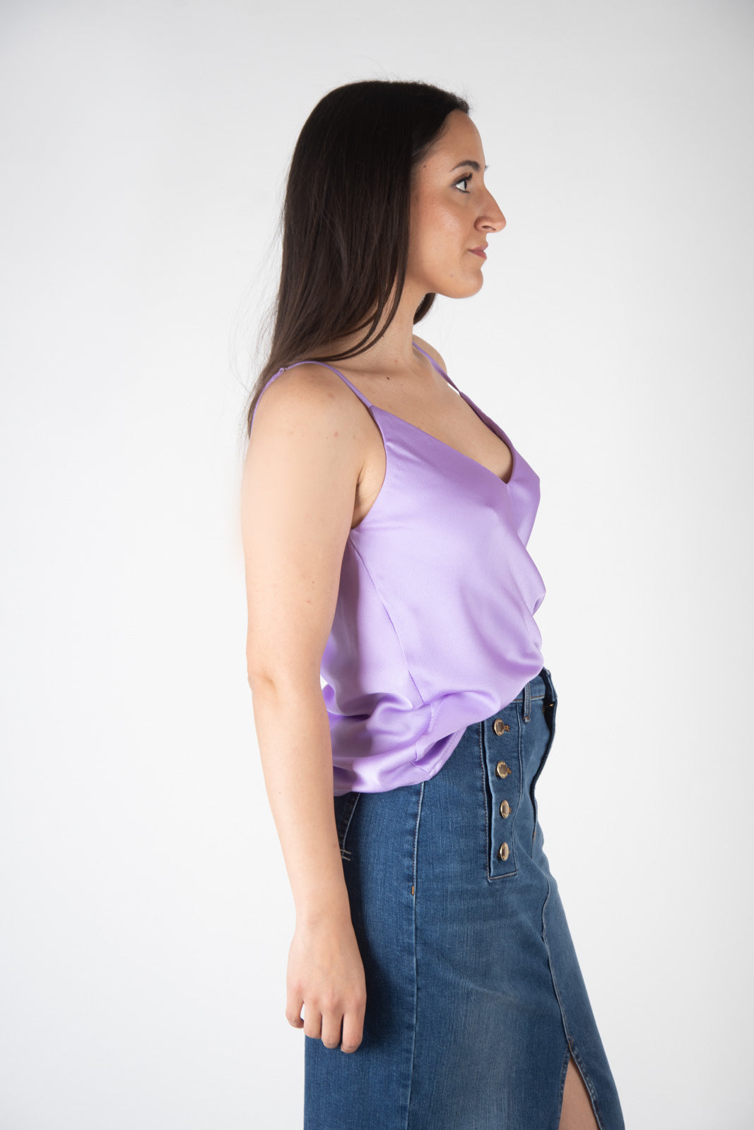 Vicolo Top in raso unito svasato TB0408 01 Vicolo 