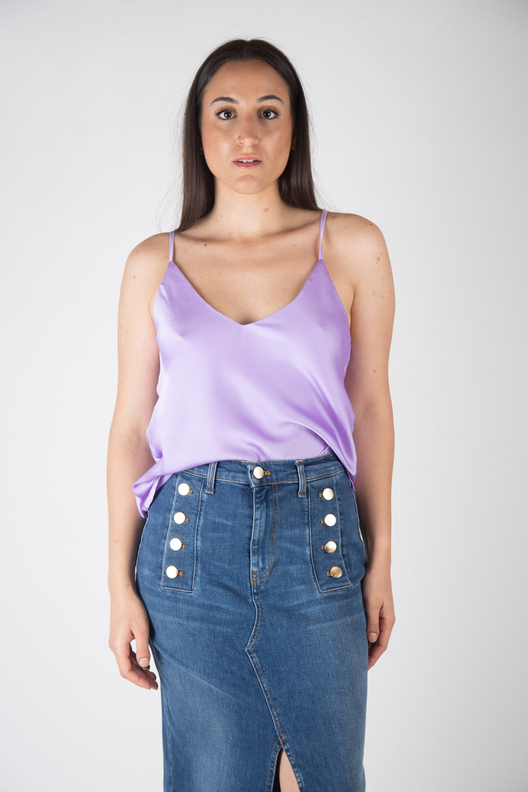 Vicolo Top in raso unito svasato TB0408 01 Vicolo 