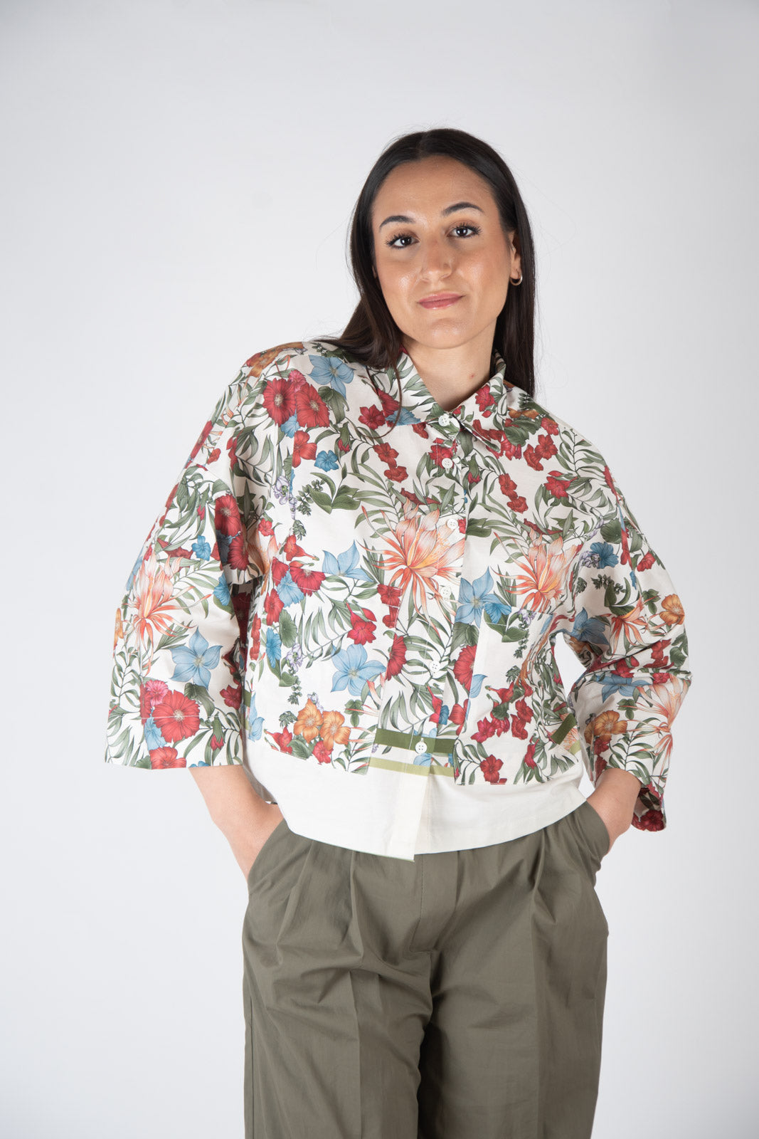 Vicolo camicia stampa floreale TB2119 01 Vicolo 