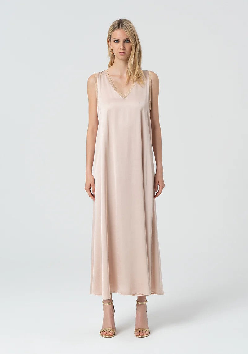 Fracomina Abito in satin scolloa V smanicato FJ25SD3002W45101 E06 Fracomina Easy chic 