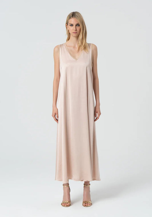Fracomina Abito in satin scolloa V smanicato FJ25SD3002W45101 E06 Fracomina Easy chic 