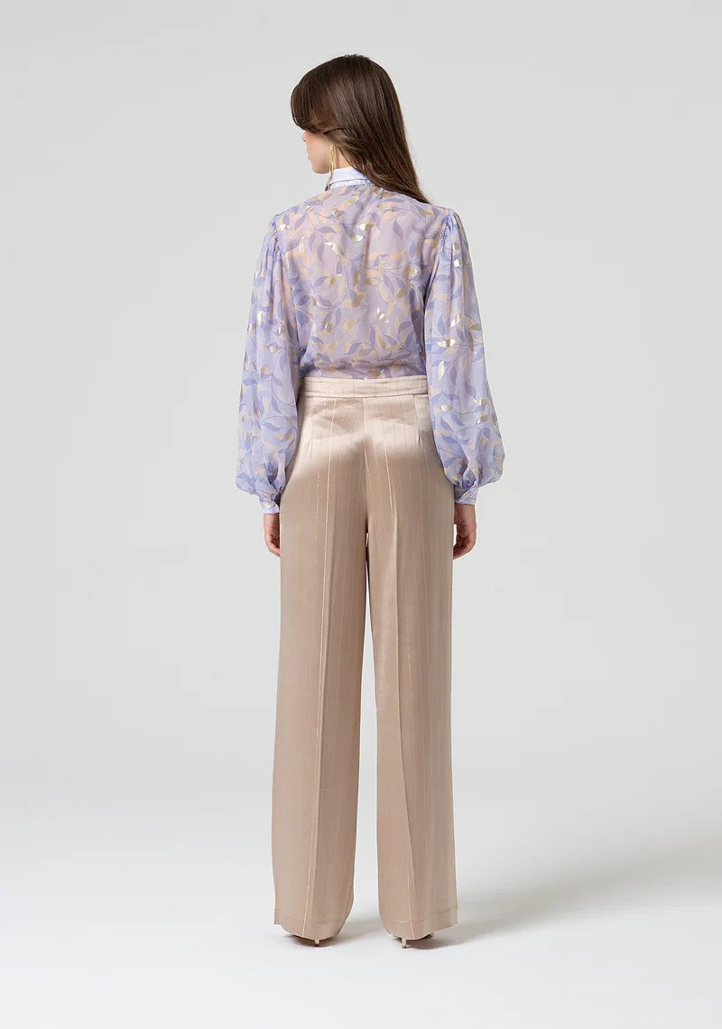 Fracomina Pantalone palazzo in raso gessato lurex FQ25SV3003W411N8 Q62 Fracomina Gold 